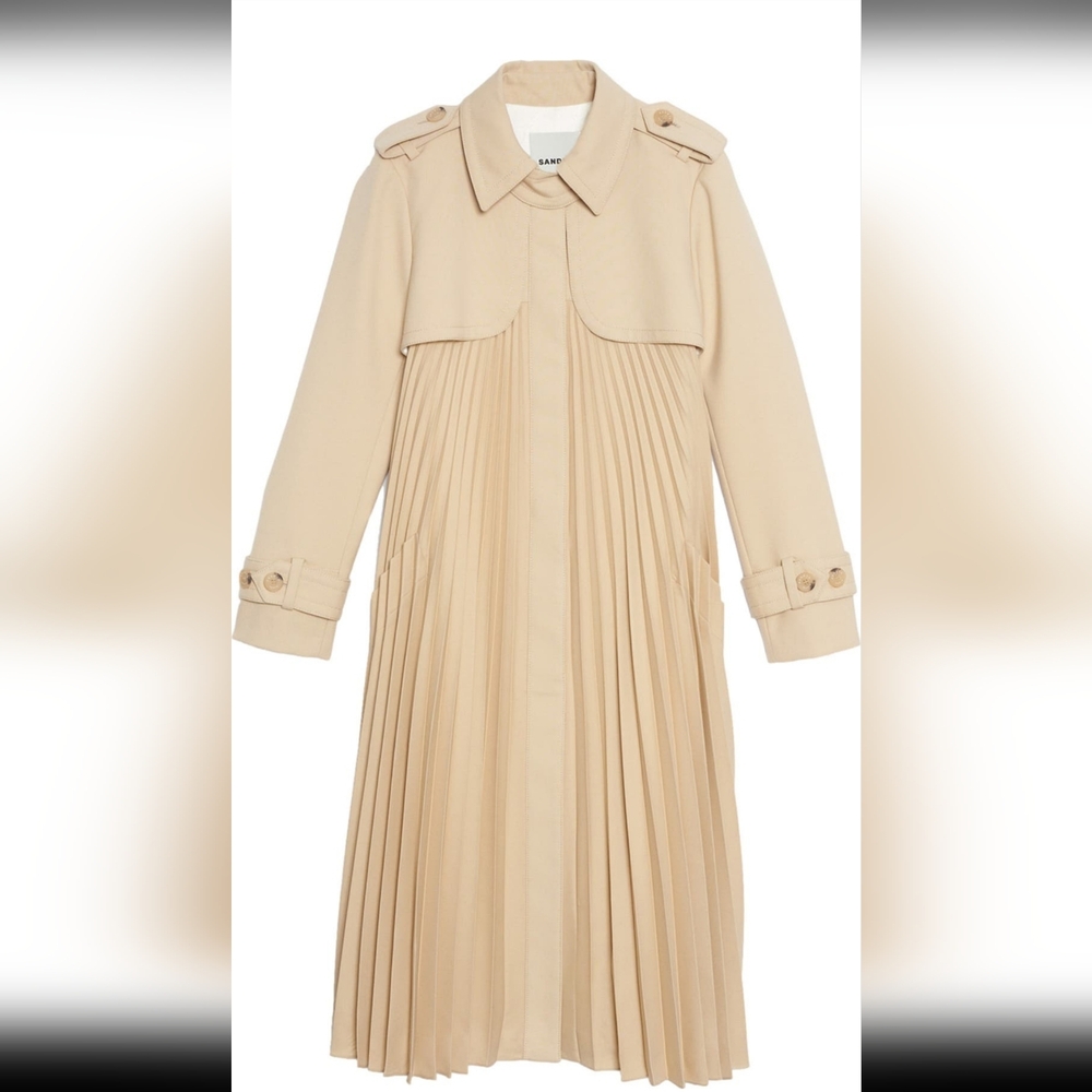Sandro Tan Pleated Trench‎ Coat - Picture 5 of 16